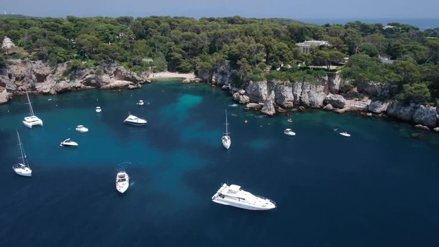 Aerial video of Antibes. Monte-Carlo. Monaco. French Riviera. Nice. Yacht. Ship
