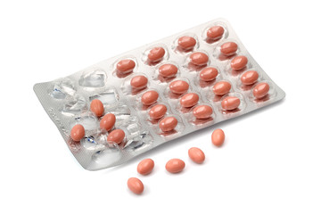 pills in blister isolated on white