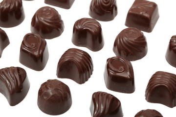 chocolates on white background