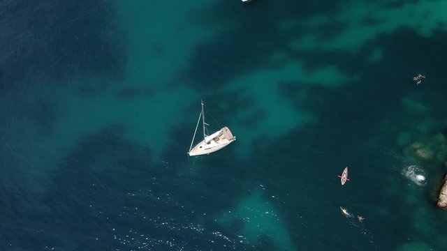 Aerial video of Antibes. Monaco. French Riviera. Nice. Yacht. Ship.