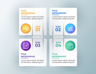 Obraz premium Presentation business infographic template with 4 options steps. Vector illustration.