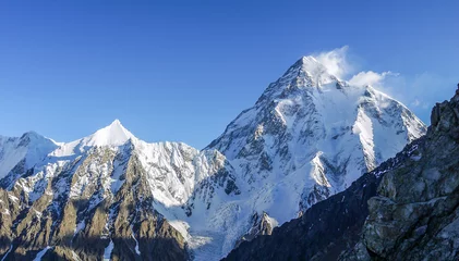 Tableaux ronds sur aluminium brossé K2 Pic large. la 12e plus haute montagne du monde à 8 047 mètres d& 39 altitude.