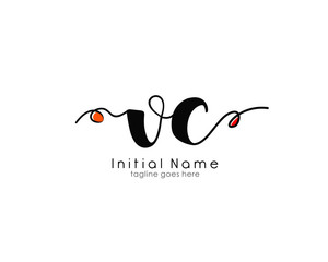V C VC Initial brush color logo template vetor
