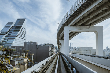 Fototapeta premium Cityscape from monorail sky train in Tokyo