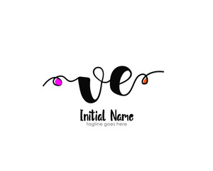 V E VE Initial brush color logo template vetor