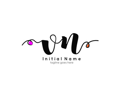 V N VN Initial brush color logo template vetor