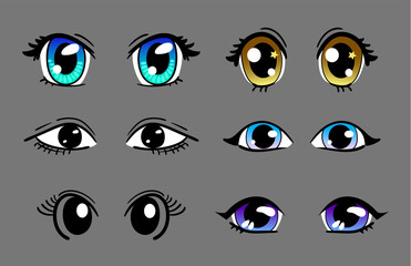 vector set of beautiful cartoon eyes
