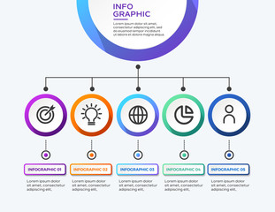 Presentation business infographic template with 5 options steps. Vector illustration.