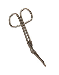 First aid scissors bent. Isolated with clipping path.