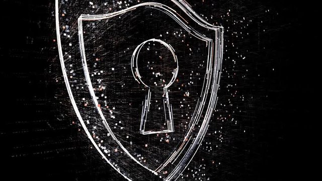 4k Security lock shield protection data encryption logo tag cloud;binary computer code.The Matrix binary text design animation;changing from zero to one digits;abstract tech background.