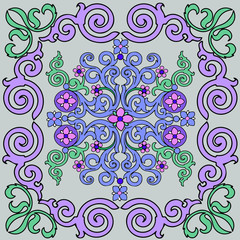 Vector seamless pattern with bright ornament. The colors of lavender. Exquisite swirl geometric decor for wallpapers and tiles.