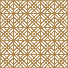 Seamless geometric pattern in golden and white.Japanese style Kumiko.