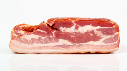 slices of ham isolated on white background