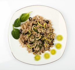 Risotto with Leek, Spinach and Olives