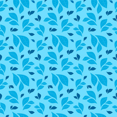 Blue and dark blue compositions from stylized vector leaves on a light blue background.