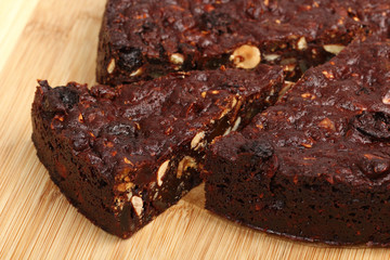 Chocolate Cake. Fruitcake Panforte is a traditional Italian dessert containing fruits and nuts.