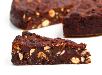 Chocolate Cake. Fruitcake Panforte is a traditional Italian dessert containing fruits and nuts.