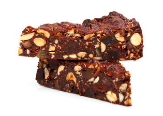 Chocolate Cake. Fruitcake Panforte is a traditional Italian dessert containing fruits and nuts.