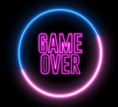 Neon text of "GAME OVER" inside neon, led swirling round Stock イラスト | Adobe  Stock