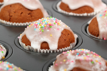 Chocolate Muffins with Sugar Icing