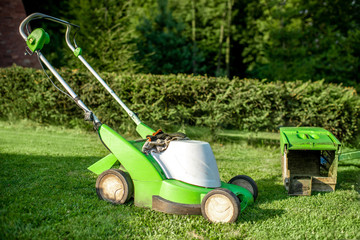 Lownmower on the grass outdooors