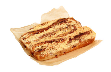 Layered Pastry with sweet filling. Strudel.