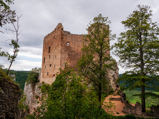 Ruin Reussenstein at Baden Württemberg as a great place for hiking and climbing because of huge rocks