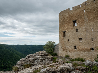 Fototapeta na wymiar Ruin Reussenstein at Baden Württemberg as a great place for hiking and climbing because of huge rocks