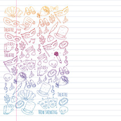 Theatre vector illustration. Entertaiment, cinema, stage, event. Background for banners, posters.