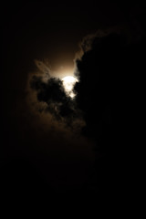 Moon light behind cloud