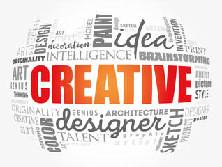 CREATIVE word cloud, creative business concept background