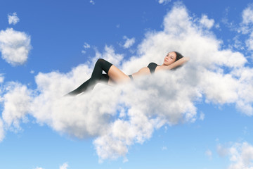 Naklejka premium lies on a cloud