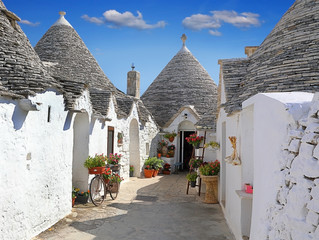 Traditional Apulian Trulli houses. Apulia, Italy