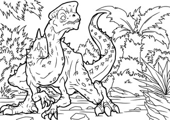 Cartoon tyrannosaurus coloring book