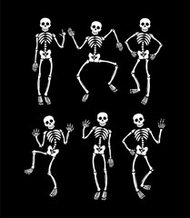 Set of dancing skeletons