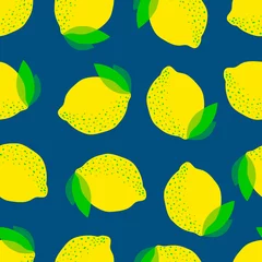 Wall murals Yellow seamless pattern of lemons