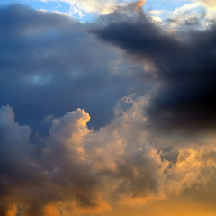 All the colors of the sky and clouds. cloudy at sunset
