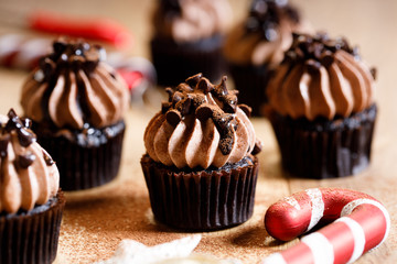 Homemade sweet chocolate cupcakes
