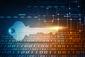 2d illustration digital abstract technology digital future cyber security key