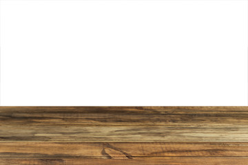 wooden table for advertising and presentation of your goods, wooden table on a white background