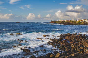 rocky coastline at the west coast of Sao Miguel Island, Azores, Portugal
