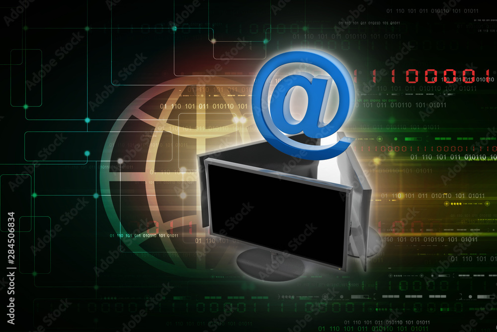Poster 3d rendering computer network with e mail