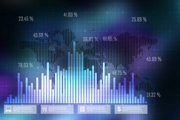 2d rendering Stock market online business concept. business Graph 