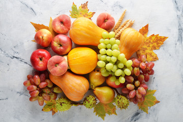 Naklejka na ściany i meble Autumn composition of various fruits