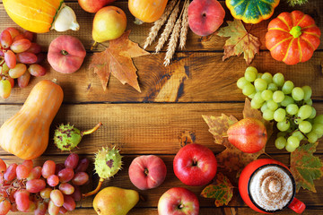 Autumn composition of various fruits