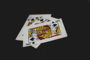 cards on black background