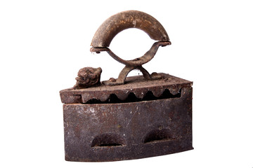 Vintage old rusty iron isolated on white background