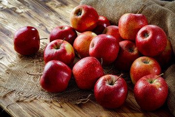 Fresh red apples and autumn time 