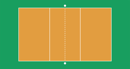 Volleyball gym.illustration of volleyball court.Volleyball court from top view flat design.Field with line template.