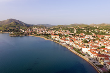 Stunning view to Myrina village, Lemnos island, Greece, as seen from the old fortress